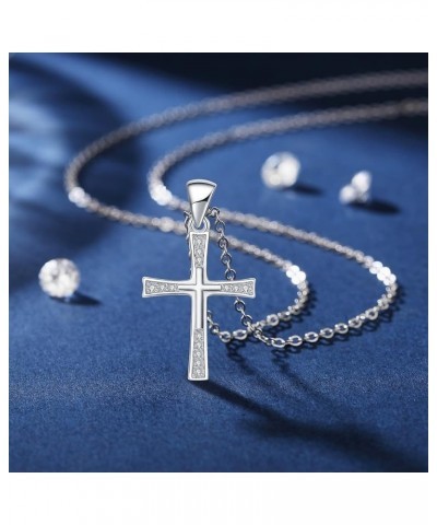 925 Sterling Silver Birthstone Cross Pendant Necklaces Silver 5A CZ Birthstone Cross Necklaces Birthstone Necklace for Women,...