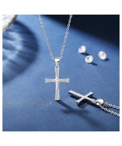 925 Sterling Silver Birthstone Cross Pendant Necklaces Silver 5A CZ Birthstone Cross Necklaces Birthstone Necklace for Women,...