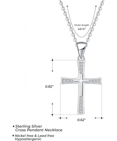 925 Sterling Silver Birthstone Cross Pendant Necklaces Silver 5A CZ Birthstone Cross Necklaces Birthstone Necklace for Women,...