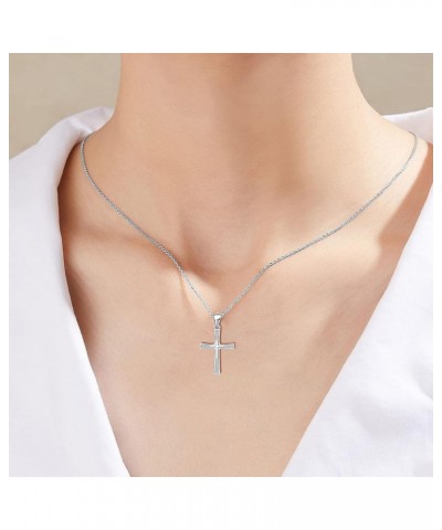 925 Sterling Silver Birthstone Cross Pendant Necklaces Silver 5A CZ Birthstone Cross Necklaces Birthstone Necklace for Women,...