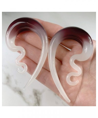 2PC Glass Ear Tapers Plugs 4G-14mm Handmade Hanger Gauges Piercing Jewelry Set 4G (5mm), Purple White $10.82 Body Jewelry