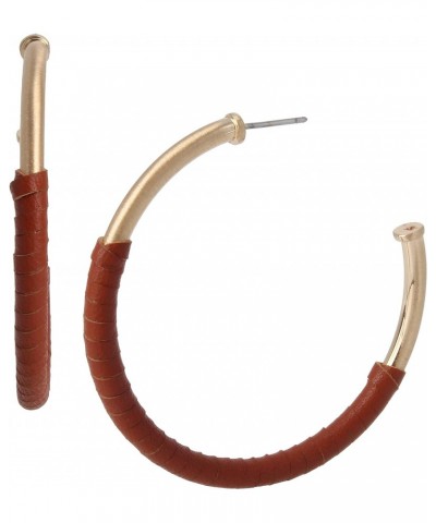 Leather Wrap Hoop Earrings $18.66 Earrings