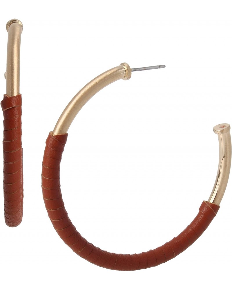 Leather Wrap Hoop Earrings $18.66 Earrings