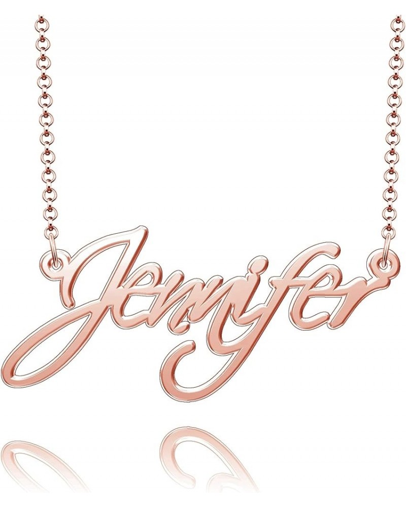 Custom Cursive Name Necklace Personalized Gift for Women Rose Gold Plated Nameplate Jennifer $17.39 Necklaces