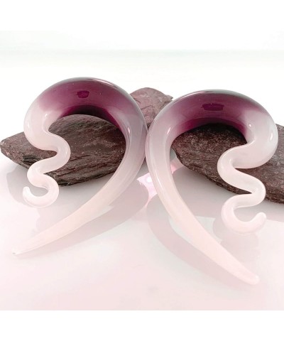 2PC Glass Ear Tapers Plugs 4G-14mm Handmade Hanger Gauges Piercing Jewelry Set 4G (5mm), Purple White $10.82 Body Jewelry