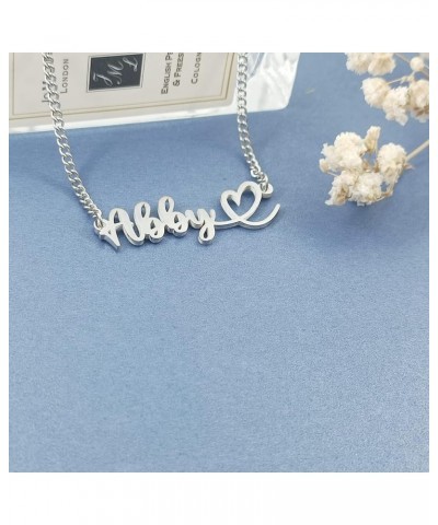 Heart Name Necklace Personalized Initial Stainless Steel Pendant Jewelry Christmas Gift Curb Chain 18 Bella $10.79 Necklaces