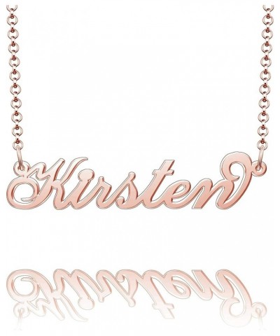 Sterling Silver Pendant Customized Plate Personalized Name Necklace Gift for Women Couple Kirsten Rose Gold $11.39 Necklaces