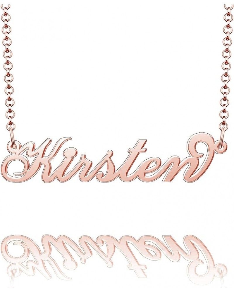 Sterling Silver Pendant Customized Plate Personalized Name Necklace Gift for Women Couple Kirsten Rose Gold $11.39 Necklaces