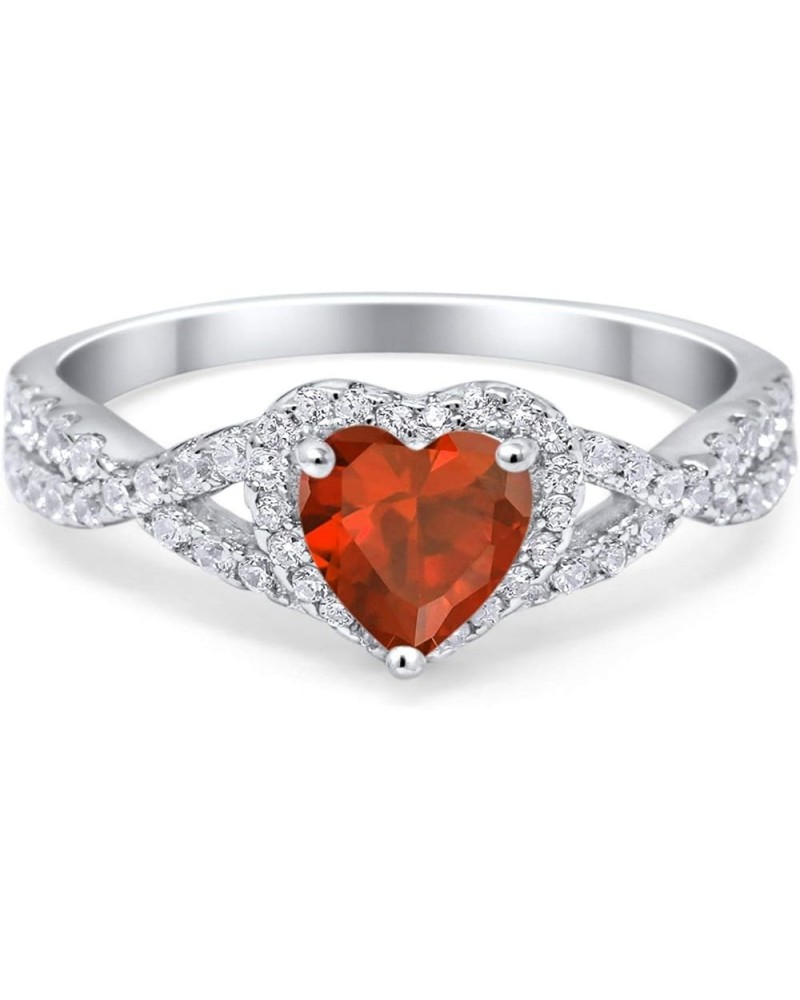 Heart Promise Ring Infinity Shank Round Simulated Cubic Zirconia 925 Sterling Silver Simulated Garnet CZ $13.99 Rings