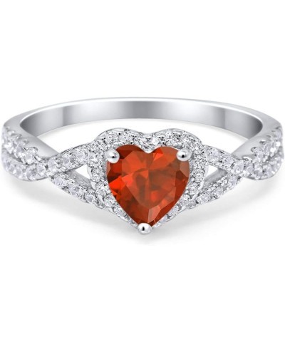 Heart Promise Ring Infinity Shank Round Simulated Cubic Zirconia 925 Sterling Silver Simulated Garnet CZ $13.99 Rings