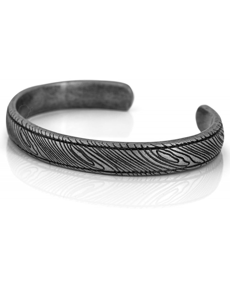 Orbis Bangle | Damascus antique arm jewelry women mens stainless steel bracelet rustic - silver black brass Antique silver 65...