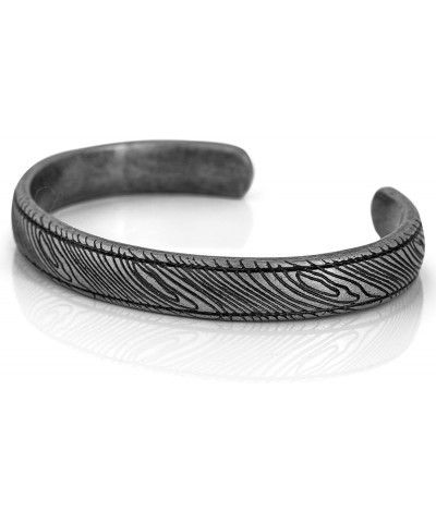 Orbis Bangle | Damascus antique arm jewelry women mens stainless steel bracelet rustic - silver black brass Antique silver 65...