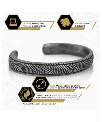 Orbis Bangle | Damascus antique arm jewelry women mens stainless steel bracelet rustic - silver black brass Antique silver 65...