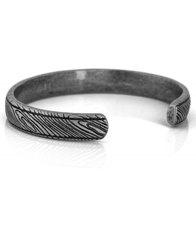 Orbis Bangle | Damascus antique arm jewelry women mens stainless steel bracelet rustic - silver black brass Antique silver 65...