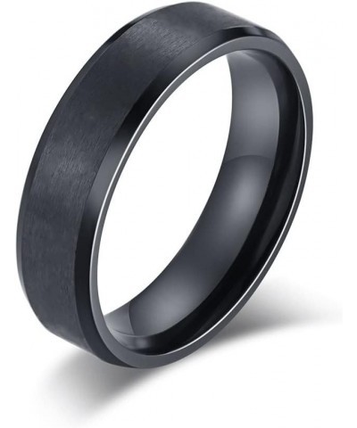 Her Demon & His Angel Couple Ring Set for Him Her 6MM Black Brushed Finish Stainless Steel Bevel Edges Wedding Band Promise E...