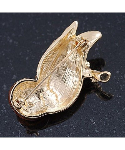 Brown Enamel Austrian Crystal Owl Brooch In Gold Plating - 40mm L $19.53 Brooches & Pins