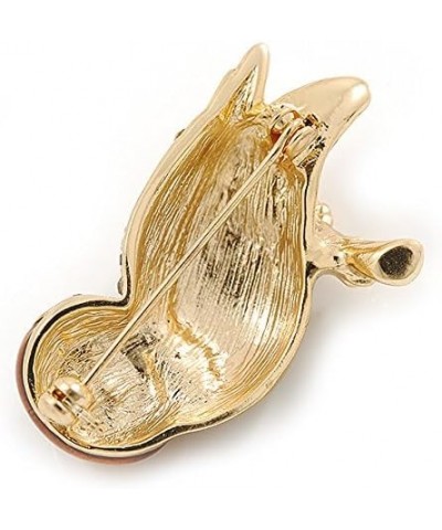 Brown Enamel Austrian Crystal Owl Brooch In Gold Plating - 40mm L $19.53 Brooches & Pins