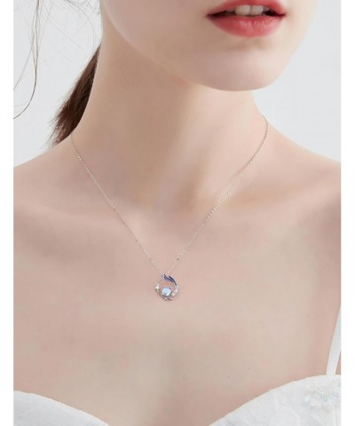 Moonstone Necklace, Dainty Rhinestone Pendant Necklaces 925 Silve Clavicle Chain for Women Girls 17"+2 $5.89 Necklaces