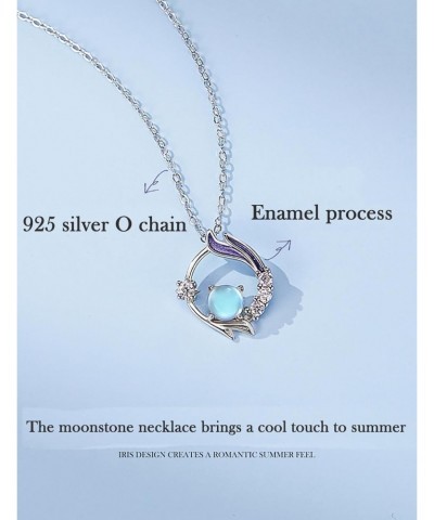 Moonstone Necklace, Dainty Rhinestone Pendant Necklaces 925 Silve Clavicle Chain for Women Girls 17"+2 $5.89 Necklaces