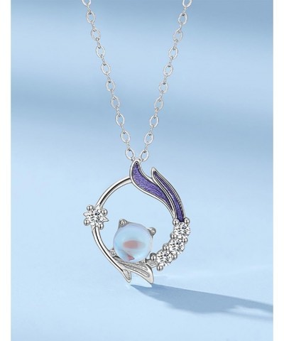 Moonstone Necklace, Dainty Rhinestone Pendant Necklaces 925 Silve Clavicle Chain for Women Girls 17"+2 $5.89 Necklaces