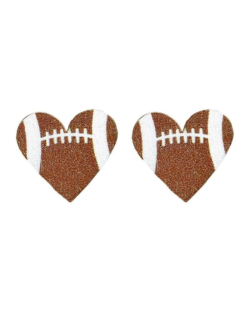 Heart Shaped Wooden Sports Stud Earrings Baseball Football Volleyball Basketball Wood Stud Earrings Fans Players Jewelry Hear...