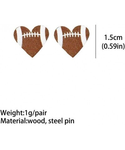 Heart Shaped Wooden Sports Stud Earrings Baseball Football Volleyball Basketball Wood Stud Earrings Fans Players Jewelry Hear...