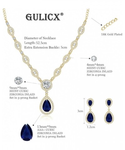 AAA Cubic Zirconia CZ Silver Plated Base Women's Party Jewelry Set Earrings Pendant Necklace Blue CZ-gold plated $15.50 Jewel...