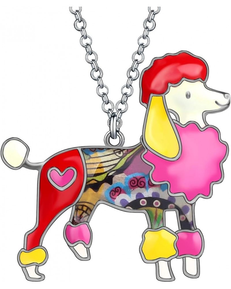 Love Heart Enamel Zinc Alloy Metal Poodle Puppy Dog Necklace Pendant Pets Unique Design Red $8.00 Necklaces