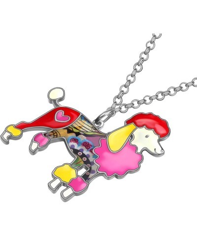 Love Heart Enamel Zinc Alloy Metal Poodle Puppy Dog Necklace Pendant Pets Unique Design Red $8.00 Necklaces