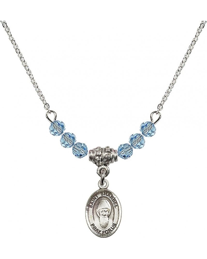 March Birth Month Bead Necklace with Catholic Patron Saint Petite Charm, 18 Inch Saint Sharbel $26.60 Necklaces