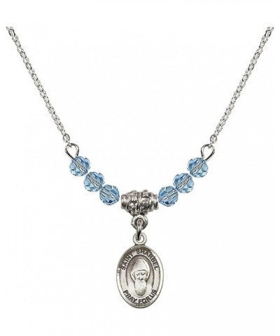 March Birth Month Bead Necklace with Catholic Patron Saint Petite Charm, 18 Inch Saint Sharbel $26.60 Necklaces