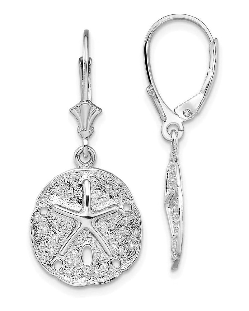 Sterling Silver Polished Sand Dollar w/Starfish Leverback Earrings for Women $42.53 Earrings