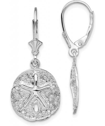 Sterling Silver Polished Sand Dollar w/Starfish Leverback Earrings for Women $42.53 Earrings