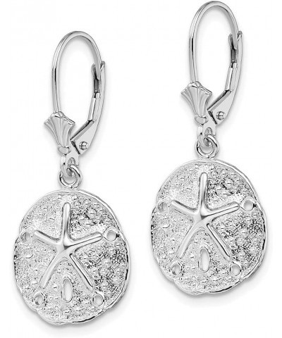 Sterling Silver Polished Sand Dollar w/Starfish Leverback Earrings for Women $42.53 Earrings