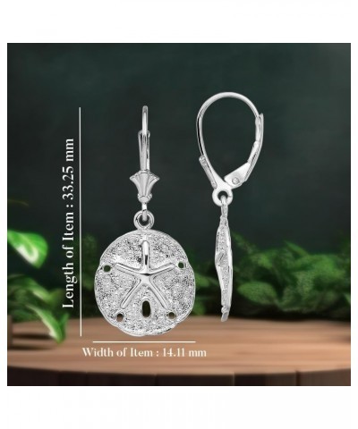 Sterling Silver Polished Sand Dollar w/Starfish Leverback Earrings for Women $42.53 Earrings