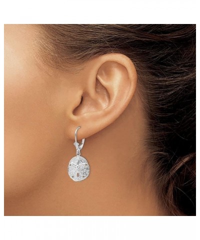 Sterling Silver Polished Sand Dollar w/Starfish Leverback Earrings for Women $42.53 Earrings