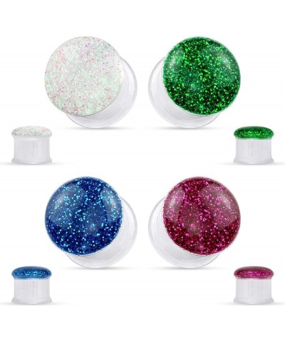 PAIR of Glitter Front Clear Acrylic Tunnels Plugs Gauges Earlets Body Jewelry Pink - 0000g (12mm) $9.32 Body Jewelry