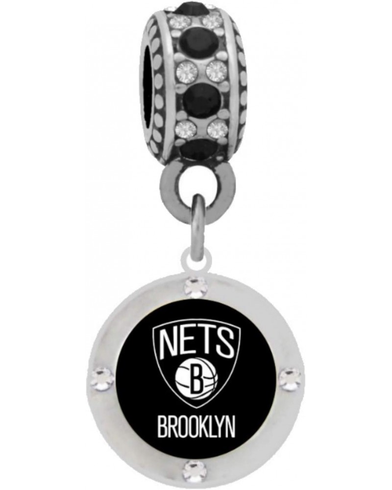 Brooklyn Nets Crystal Charm Fits Compatible With Pandora Style Bracelets $10.49 Bracelets