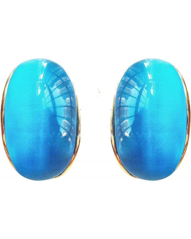 18k Gold Plated Crystal Multicolor Created-Opal Rainbow Omega Back Earrings Blue $9.17 Earrings