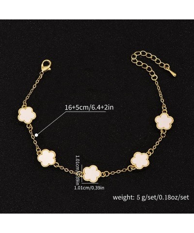 Four Leaf Clover Earring and Bracelet Set for Women Lucky Flower 14K Gold Jewelry White-14K Gold $8.67 Jewelry Sets