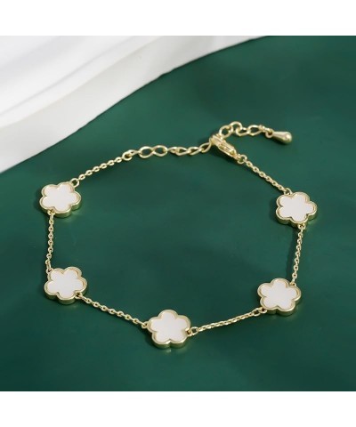 Four Leaf Clover Earring and Bracelet Set for Women Lucky Flower 14K Gold Jewelry White-14K Gold $8.67 Jewelry Sets