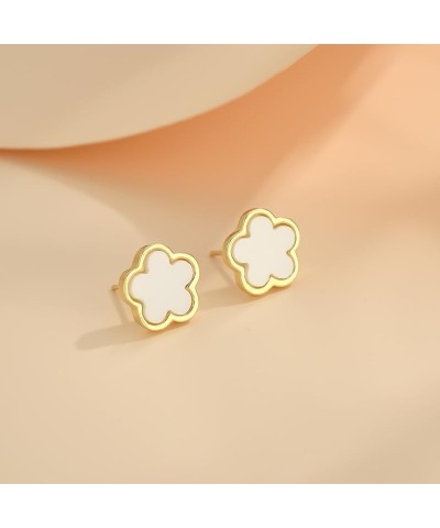 Four Leaf Clover Earring and Bracelet Set for Women Lucky Flower 14K Gold Jewelry White-14K Gold $8.67 Jewelry Sets