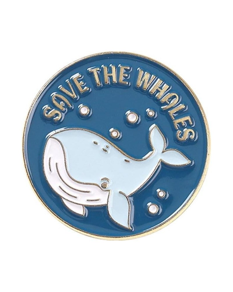 2/5pcs Save The Ocean Environmentalist Brooches & Pins, Protect The Earth Cartoon Brooch Pin Blue Fishes Sea Animal Lapel Pin...