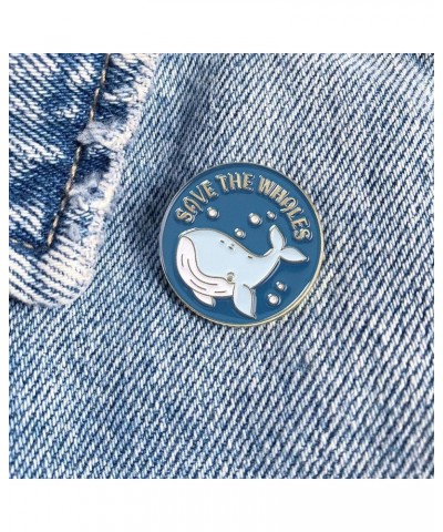 2/5pcs Save The Ocean Environmentalist Brooches & Pins, Protect The Earth Cartoon Brooch Pin Blue Fishes Sea Animal Lapel Pin...