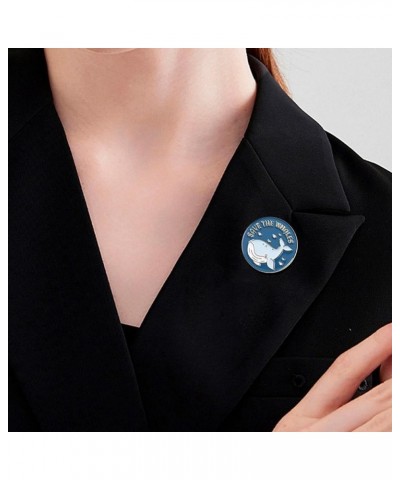 2/5pcs Save The Ocean Environmentalist Brooches & Pins, Protect The Earth Cartoon Brooch Pin Blue Fishes Sea Animal Lapel Pin...