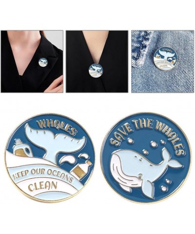 2/5pcs Save The Ocean Environmentalist Brooches & Pins, Protect The Earth Cartoon Brooch Pin Blue Fishes Sea Animal Lapel Pin...