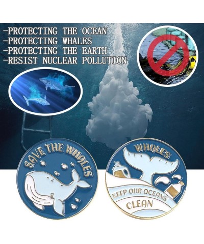 2/5pcs Save The Ocean Environmentalist Brooches & Pins, Protect The Earth Cartoon Brooch Pin Blue Fishes Sea Animal Lapel Pin...