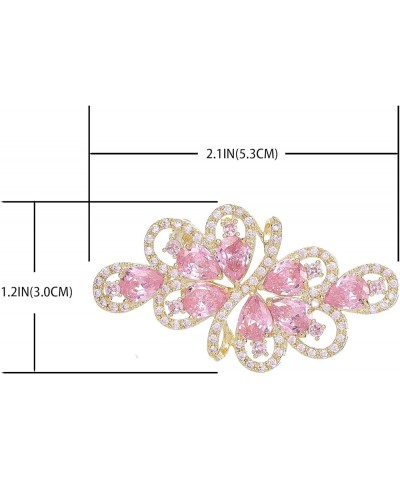 Cubic Zirconia Crystal Rhinestone Wedding Brooch Pin For Women Brides Jewelry A-Gold Pink $9.38 Brooches & Pins