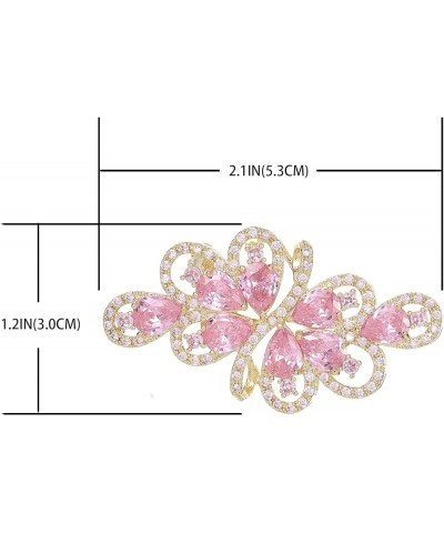 Cubic Zirconia Crystal Rhinestone Wedding Brooch Pin For Women Brides Jewelry A-Gold Pink $9.38 Brooches & Pins