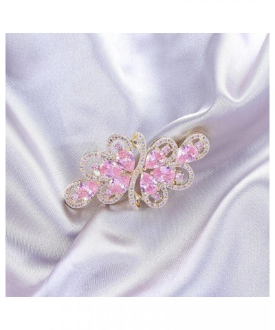 Cubic Zirconia Crystal Rhinestone Wedding Brooch Pin For Women Brides Jewelry A-Gold Pink $9.38 Brooches & Pins